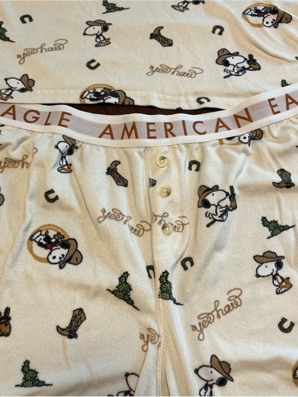 American Eagle XL Western  Snoopy Print Pajama Lounge Set - Picture 2 of 5